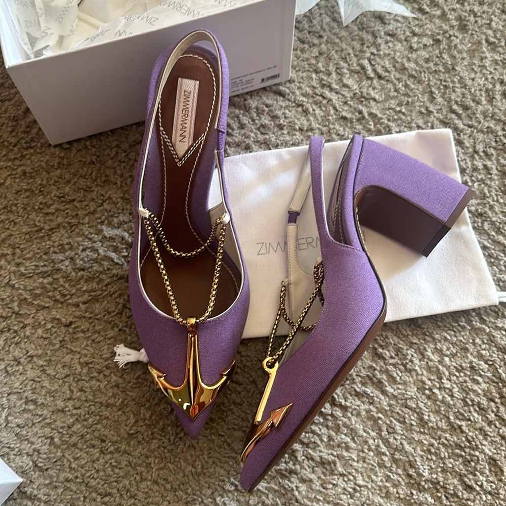 Zimmermann overboard resort 23 slingback heels size (38) compares to 71/2 Grape